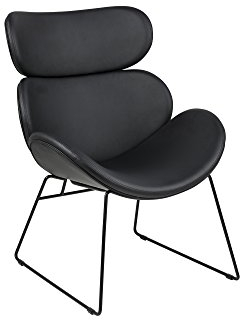 AC Design Furniture Carlee Loungestuhl, B: 69 x H: 90,5 x T: 78,5 cm, Schwarz/Schwarz, Lederlook/Metall, 1 Stk.