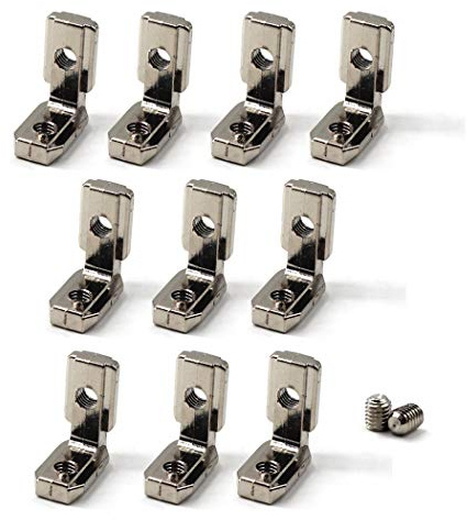 T Slot L-Shape Corner Connector with Screws L Joint Bracket for 45 Series European Standard Aluminum Profile-Nickel-Plated Zinc Alloy 10PCS