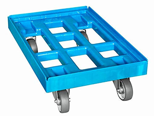 Transportroller 610x410mm lichtblau mit 4 Lenkrollen, offene Ausführung