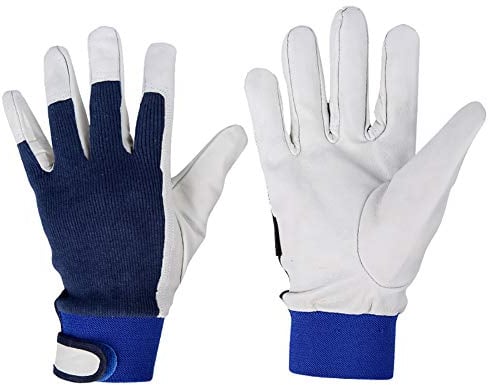 Guanti da saldatura, in pelle di capra, guanti da saldatore, per giardinaggio, saldatura, stufa a legna, guanti da lavoro resistenti al calore, ottima idea regalo! 24 cm (CS-ST59)