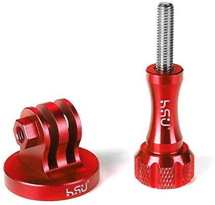 HSU Aluminum Tripod Mount Adapter for GoPro, Hero 13/12/11/10/9/8/7/6/5/4/3 Action Camera Monopod Mount with Thumbscrew (Red)