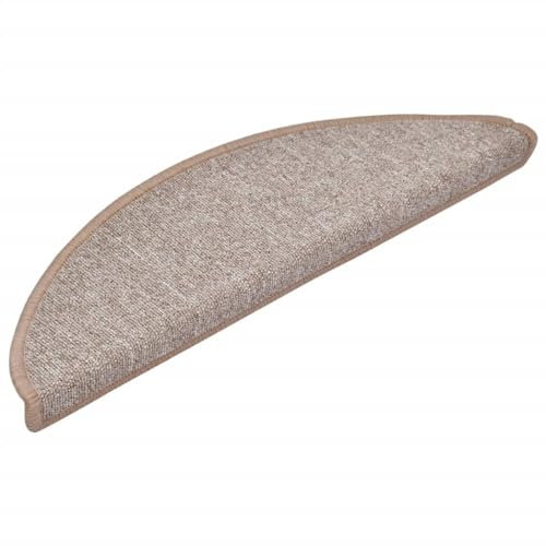 vidaXL 15x Treppenmatte Stufenmatte Stufenschoner Treppenschoner Treppenteppich Treppenschutz Matte Matten Teppich Halbrund Hellbraun 56x17x3 cm