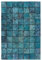 One Couture Leder Patchwork Teppich Fell Teppiche Lederteppich Vernäht Stitches Blau Türkis Wohnzimmerteppich Esszimmerteppich Teppichläufer Flur-Läufer, Größe:120cm x 170cm