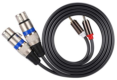 Dual for RCA Male to Dual XLR Female Audio Adapter Cable Patch Cord Double-row PVC Wire for Audio Connections from Microphone Mixers, Headphone Amplifiers, and other Equipment.