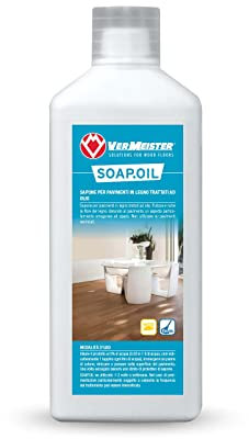 Soap.Oil Vermeister - Sapone Detergente Nutriente per la Pulizia Ordinaria e la Manutenzione di Pavimenti in Legno trattati ad Olio. Bottiglia da 1L