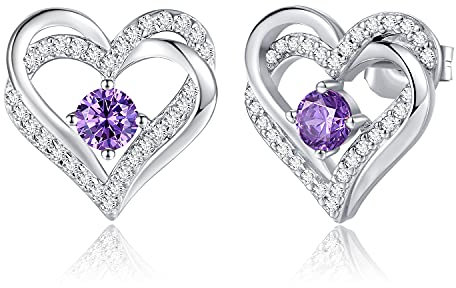 CDE Orecchini da donna in argento sterling 925, oro rosa, regalo di Natale per lei, Forever Love, cuore portafortuna, donna, gioielli per San Valentino, festa della mamma, compleanno, matrimonio,