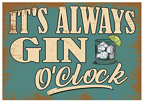 Bang Tidy Clothing Gin Gifts for Women Gin Lovers - Funny Vintage Style Metal Signs Tin Plaques for Home Bar Kitchen Gift for Her Gin & Tonic Diet 200 mm x 150 mm