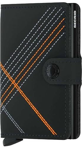 Secrid - Mini portafoglio in pelle opaca Stitch Line da uomo con protezione per carta RFID, Orange (arancione), Taglia unica, Moderno