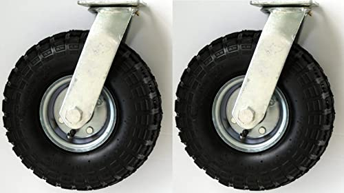 2 Lenkrollen im Set Luft-Rad Stahlfelge Silber für Schubkarre Sackkarre Bollerwagen Strandwagen Anhänger…