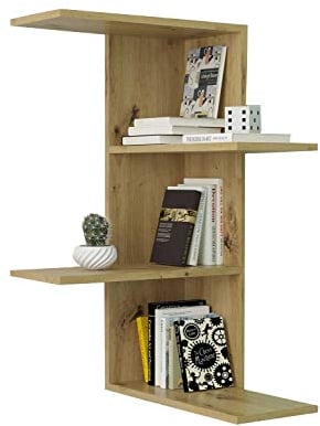 Möbel Jack Bücherregal mit 3 Fächern - Artisan Eiche - 45 x 78 x 45 cm - Eckregal Wandregal Hängeregal Wohnzimmerregal