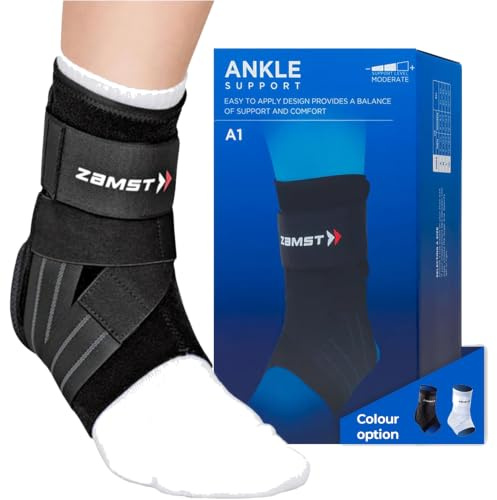 Zamst A1 - Cavigliera regolabile per Distorsioni, Destra, (S) | Cavigliera per Distorsioni Moderate (fino a Grado II) e Instabilità cronica, Vestibilità Anatomica, Ideale per lo sport