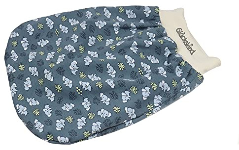 Schlafsack Elefant dunkelgrau Strampelsack Pucksack Sommerschlafsack für Babys mit Namen - personalisiertes Geschenk Babyschlafsack