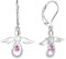 FJ Damen Schutzengel Ohrringe 925 Sterling Silber Hängend Rosa Turmalin Oktober Geburtsstein Schmuck Geschenke für Frauen Mädchen