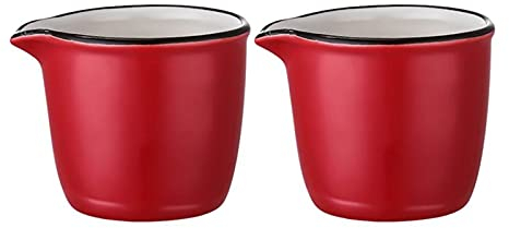 40ml Ceramic minijarra for Milk, Espresso Coffee Maker for Evening Tea, Milk jug, Sauce Bowl, Kitchen Tableware, 2 pcs. (Color : Red)