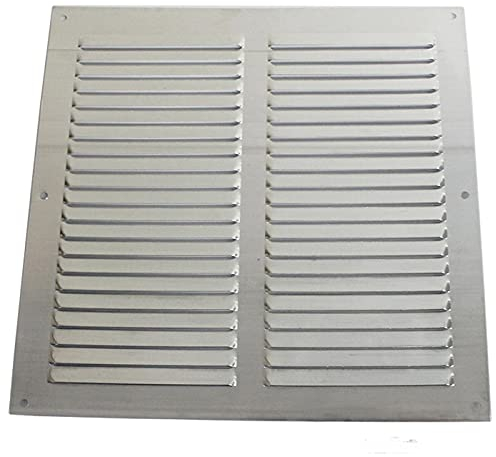 Griglia di ventilazione piatta in alluminio da incasso 25 x 25 cm, facile da installare, altamente resistente, fissaggio con viti (non incluse), rinnovo dell'aria