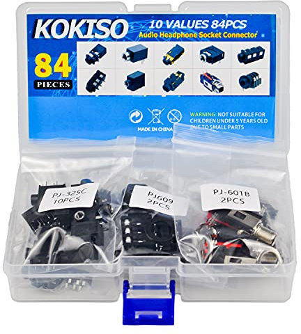 KOKISO Stereo-Audio-Buchsen-Sortiment, 10 Werte, 84 Stück