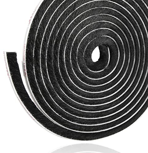 fowong Adhesive Brush Weather Stripping, 4.9 m(L) x9 mm(W) x 15mm(T), High Density Felt Door Brush Strip for Sliding Sash Door Window Wardrobe Seal
