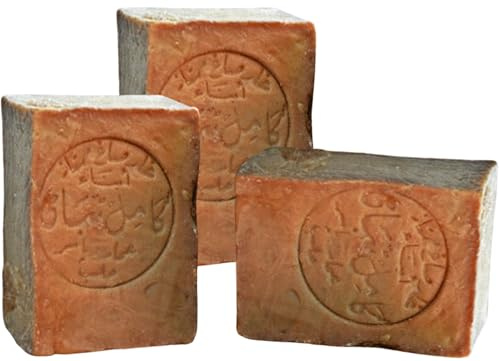 3x Aleppo Seife 50%/50% - Olivenöl 50% Lorbeeröl 50% fürs Haar Gesicht & Körper - 100% Naturprodukt Vegane – Alepposeife Olivenölseife Handarbeit (3x Seifen)