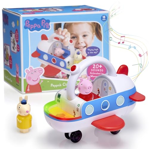 WOW! STUFF Peppa Pig Toys Cleveres Flugzeug, interaktives Spielzeug für Vorschule, über 25 Lichter, Geräusche und Sätze, Bewegungserkennung, für Kleinkinder, Mädchen und Jungen im Alter von 2, 3, 4