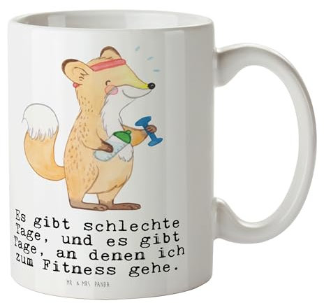Mr. & Mrs. Panda Tasse Fitness - Geschenk, Kaffeetassen, Sportler, Fitnessstudio, Teebecher, Sportclub, Dankeschön, Keramiktasse, Auszeichnung,