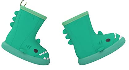 Stivali di Gomma Unisex Bambini Impermeabili Ragazzi Antiscivolo Rain Boots Ragazze Stivali da Pioggia di Squalo (24,Verde)