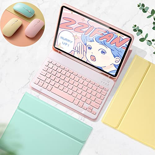 YEEHi Color Keyboard Case Mouse for iPad Air 13 inch M4 M3 M2 (2026/2025/2024)/ iPad Pro 12.9 inch (6th/5th/4th/3rd Generation) Case with Cute Magnetic Detachable Bluetooth Keyboard Cover (Yellow)