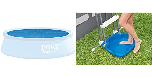 Intex bâche a Bulles diam 4,48m pour Piscine diam 4,57m Bleu & pediluve