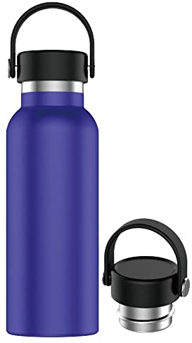 Botella de Agua Acero Inoxidable con Asa - Botella Térmica Reutilizable | Sin BPA | Mantiene 24H Frio / 12H Calor | Termo y Hermética - A Prueba de Fugas (750ml, Lila Mate)