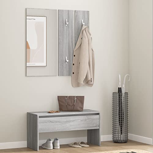 Chusui Flurmöbel-Set, Flurgarderoben Set, Garderobenset, Gaderobenschränke Flur Set, Garderoben Komplettprogramme, Flurgarderobe, Grau Sonoma Holzwerkstoff