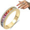 AILYFIRMO Diakiane Regenbogen-Turmalin-Ring, trendiger offener Regenbogen-Zirkonia-Ring, Kristall-Quarz-Ring, Ewigkeits-Regenbogen-Ring (rose gold)