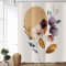 ASDCXZ Tenda da doccia Boho Style 180 x 240 cm moderna astratta dipinta a mano rosa viola fiore foglie sole beige lavabile tenda da doccia in tessuto impermeabile per vasca da bagno con 6 ganci