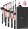 Pinceaux Maquillages Start Makers 12 pinceaux de maquillage en marbre noir avec correcteur de fond de teint blush fard à paupières pinceaux de maquillage Beauty Blender et sac de maquillage (Noir)