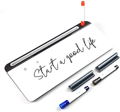 EPANO Whiteboards Desktop Magnetisches Glas Whiteboard mit Flip Cover, Multifunktionaler Whiteboard Tastaturständer, Kleine Desktop Dry Erase-Board mit Aufbewahrung und Handyhalterung, Memoboard