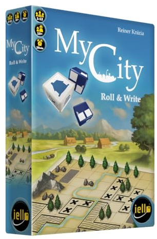 IELLO My City Roll & Write – Version française – Jeu de Société Évolutif – Dés, Dessin & Développement de Ville – Campagne en 12 Épisodes – 1 à Plus de 10 Joueurs – Dès 10 Ans