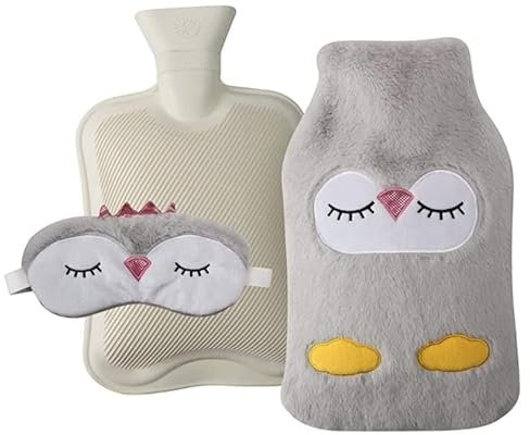 ALAYSTAR Premium Hot Water Bottle 2L with Faux Fur Cover and Soft Eye Mask– Comfortable Cozy Warm and Gives Amazing Relief of Neck and Shoulder Pain