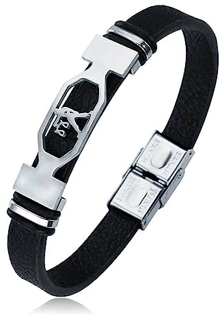 JEDTAKCT 12 Sternzeichen-Armbänder – 12 Sternbild-Armbänder, Sternzeichen, Schwarzes Leder, Paar-Armband Für Männer Und Frauen, Schmuck, Verstellbares Armband Für Frauen, Geschenk, Waage, 21 cm