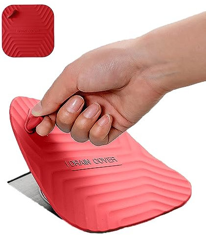 MAOYONG Cubierta de Drenaje de Ducha, tapón de bañera – Cubierta de Drenaje Cuadrada de Silicona para baño, tapón de Drenaje de bañera, tapón de Drenaje de Fregadero de Cocina, 5.9 Pulgadas, Rojo