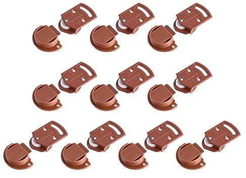 QUARKZMAN 35mm Dia Armoire Coulissante Porte Rouleau x 10Ensemble Plastique Roue Engrenage Rail Montage pour Placard et Meubles Portes, Marron