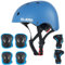 Glerc Kinder Helm rotective Gear Set, Knie-Ellenbogen-Handgelenk-Pads für über 8 Jahre alt Jungen Mädchen, Schutzausrüstung einstellbar Set für Skateboard Roller Roller Radfahren Skaten, M, Blau