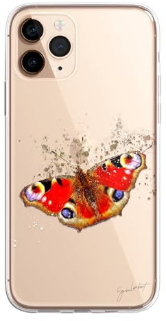 SmartGiftShop British Insects Case Splatter Art CLEAR Phone Cover Case Exclusive Artwork for iPhone 14 Pro Max - Peacock Butterfly