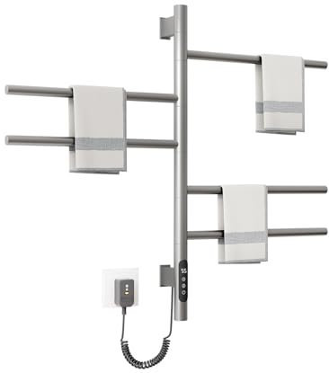 ZOYI 180 Drehung Badheizkörper Elektrisch, Handtuchheizkörper Elektrisch Bad Handtuchtrockner Elektrisch, Handtuchwärmer elektrisch, 220V, 85W (silbrig)