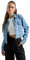 kraftd Womens Denim Jacket Crop Long Sleeve Stylish Button Up Ladies Jean Jacket (Mid Wash, 14)