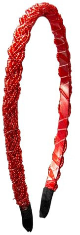 Alpenflüstern Trachten-Haarreif Perlen Flechtoptik - Damen Haarschmuck geflochten, Haarband rutschfest fürs Dirndl ADV138 (rot)