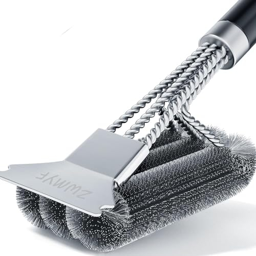 ZWMYF Brosse de nettoyage et grattoir pour barbecue – Brosse métallique pour barbecue – Nettoyeur de grille en acier inoxydable de 46 cm – Accessoires et outils de barbecue sûrs pour