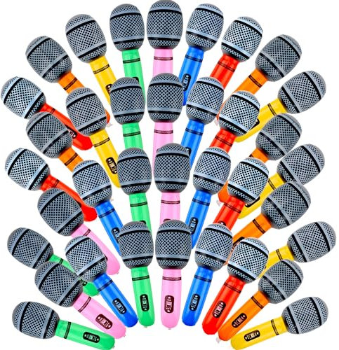 Octaday 36 Pcs Inflatable Microphones Blow up Microphone Bulk Pretend Play Microphone