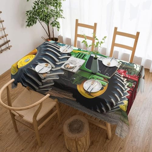 EVANEM Rechteckige Tischdecke für landwirtschaftliche Maschinen, auslaufsichere, öl- und wasserabweisende Polyester-Tischdecke, für Partys im Innen- oder Außenbereich, Hochzeiten, Geburtstage,