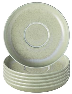Villeroy & Boch like. by Perlemor Alga Kaffeeuntertassen 6er Set, 16 cm, Untertassen mit Reaktivglasur, Premium Porzellan, Grün