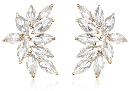 EVER FAITH Mode funkelnden Strass Ohrstecker für Damen, Kristall Hochzeit Braut Ohrringe Cluster Brautjungfer Ohrringe, Prom Party Schmuck Klar Gold-Ton