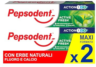 Pepsodent Kräutertee Zahnpasta mit Fluor und Calcium zum Schutz von Karies 24 Stunden 150 ml (2x75ml)