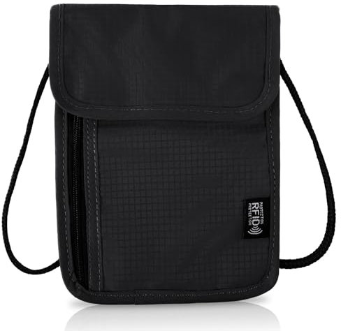 JIEYAO Brustbeutel Brusttasche mit RFID Schutz,Anti-Diebstahl Unisex Reisegeldbeutel Klein Reisepass Tasche Wasserdicht Umhängetasche Damen Herren für Passport Kreditkarten Schlüssel und Reise Zubehör